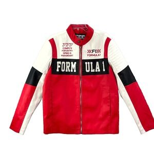 Chor Clothing Company Formula 1 Racing Jacket Mens Large Red Biker Motorcycle